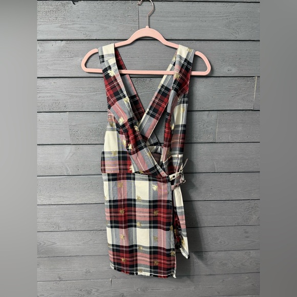NWT Urban Outfitters Chandler Plaid Gold Bee Jumper Dress Sz Medium - Picture 6 of 10